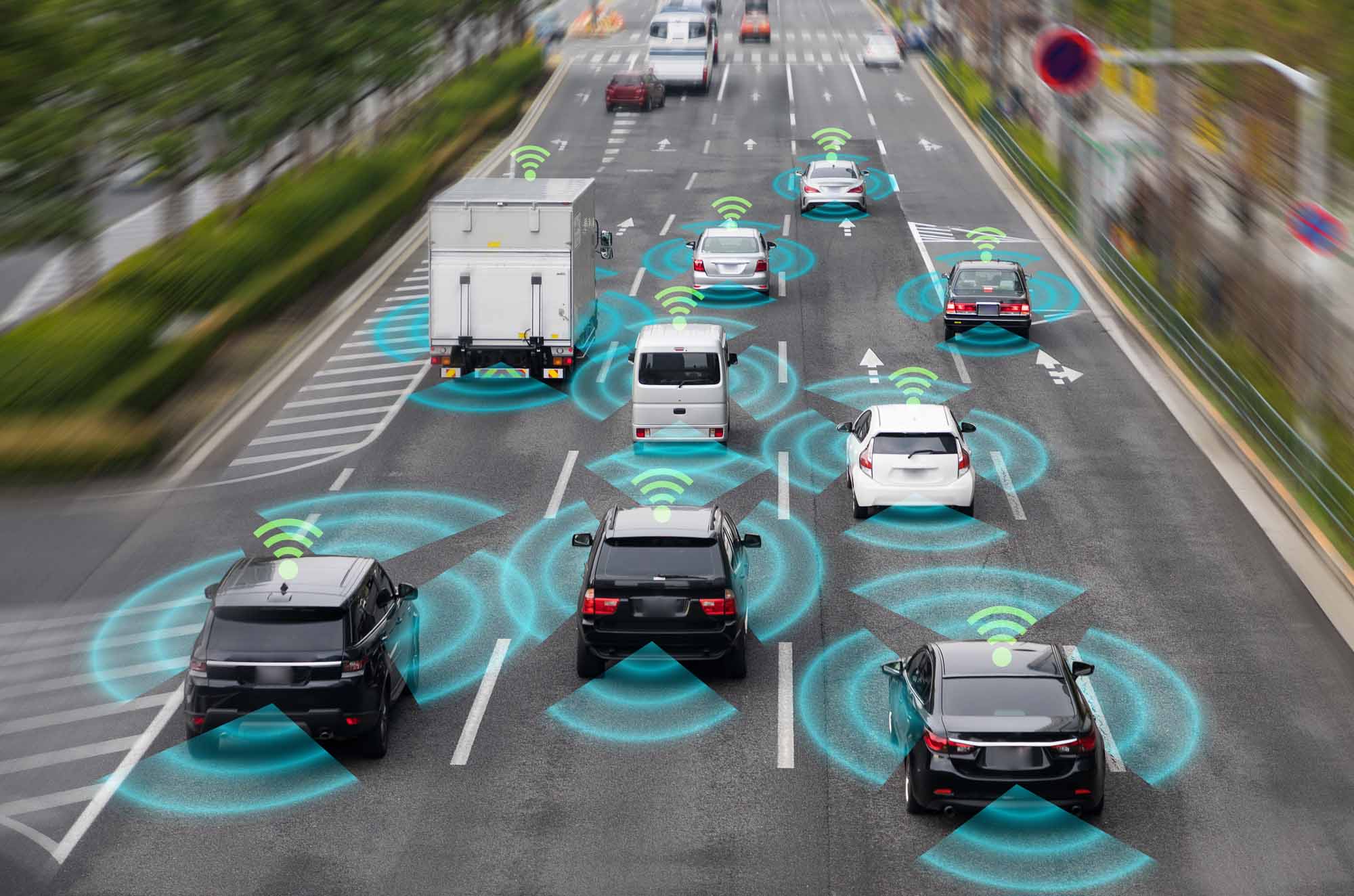 Autonomes Fahren mit Sensorsystem Sensorsystem und drahtloses Kommunikationsnetzwerk