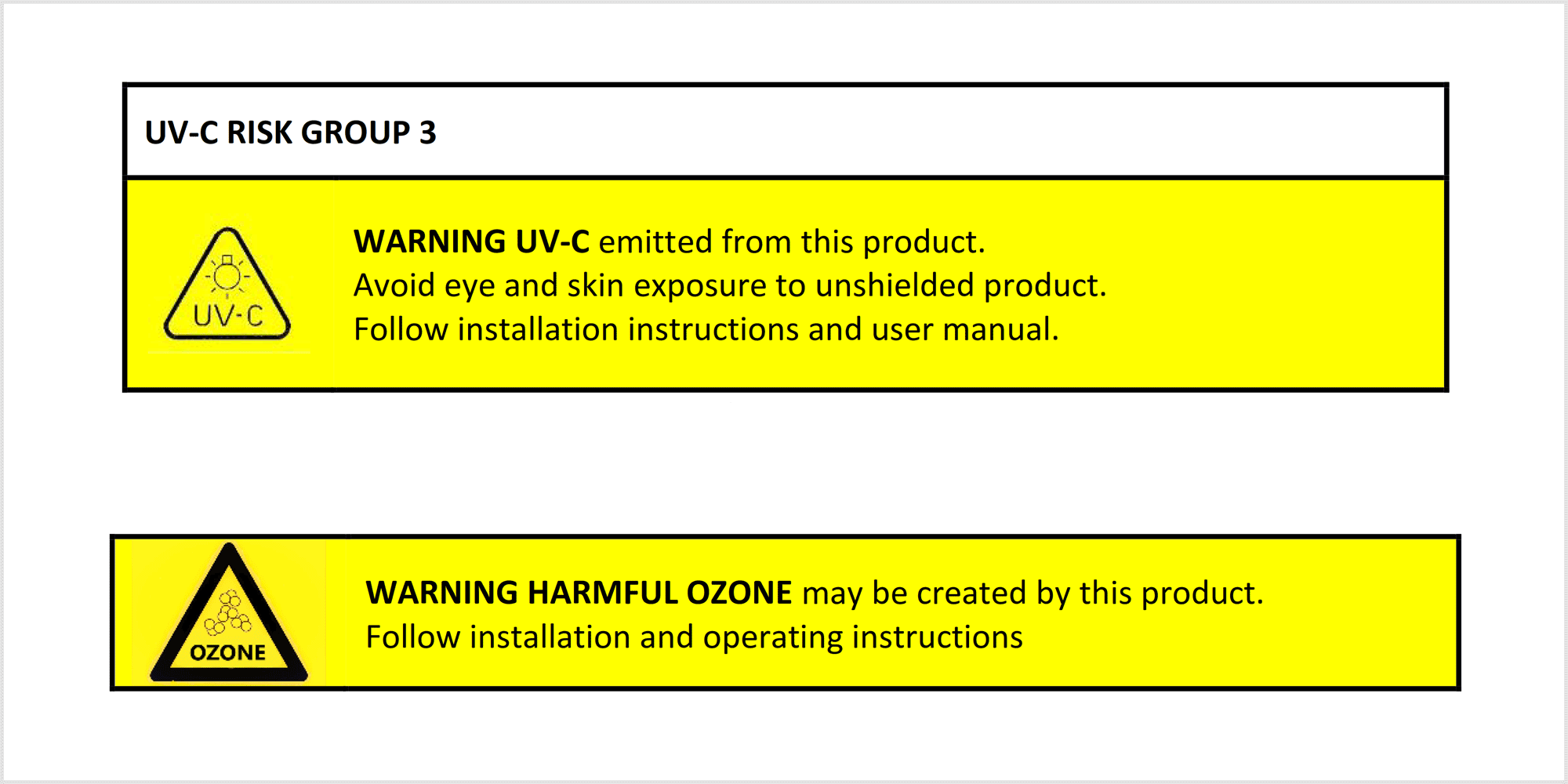 UV-C-Warnhinweise