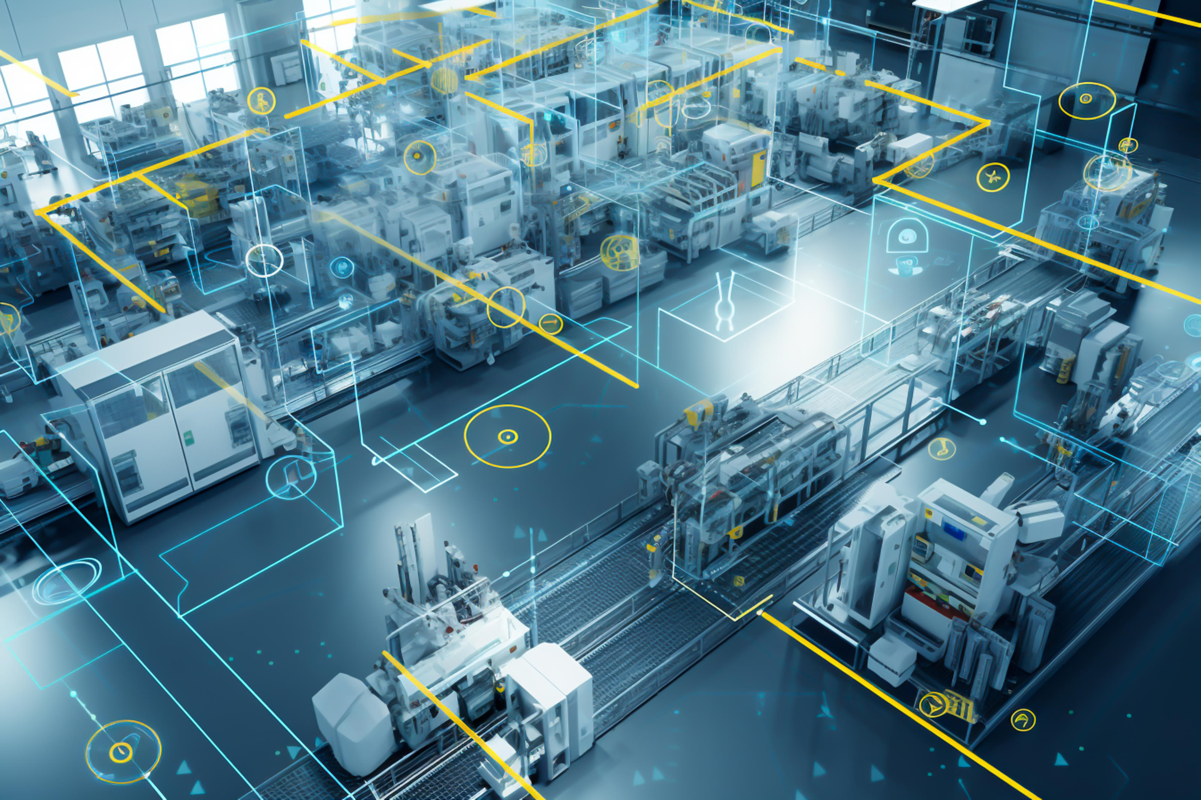 Fabrik-Ingenieur, der mit Automatisierungsrobotern arbeitet, Roboterarme in der intelligenten Fabrik