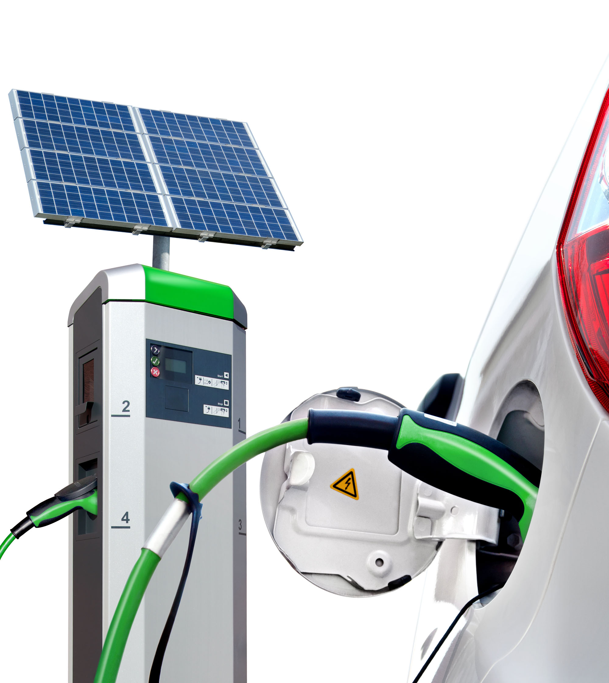 Elektroauto an einer Solarzapfsäule